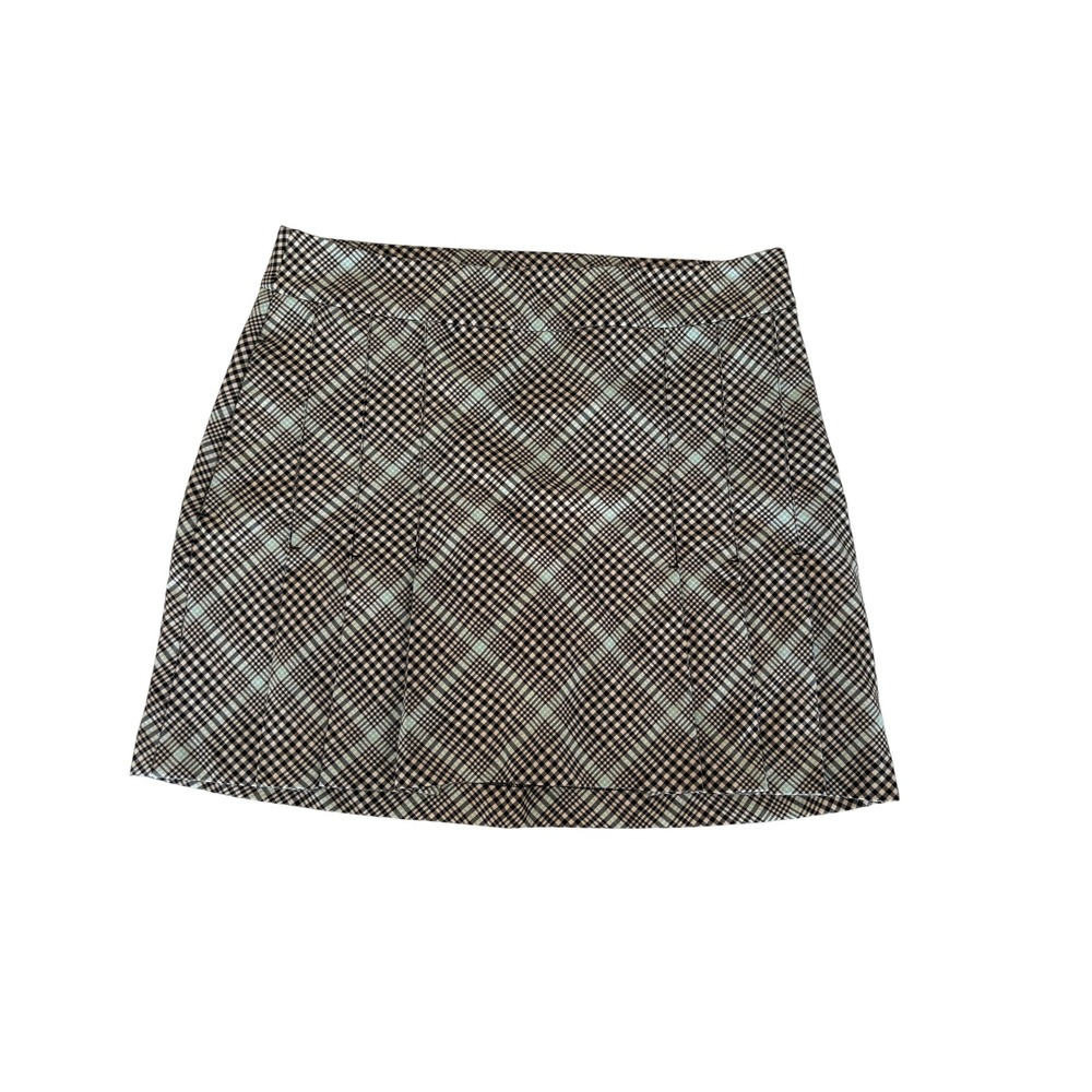 IZOD XFG Womens Plaid Golf Skort Mint Green Black White Stretch Size 6